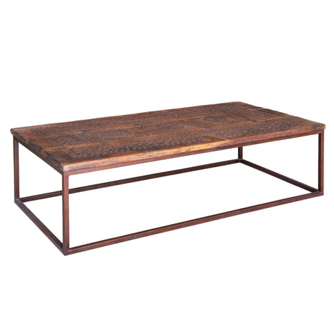 Iron Antique Lacquer And Wood Coffee Table