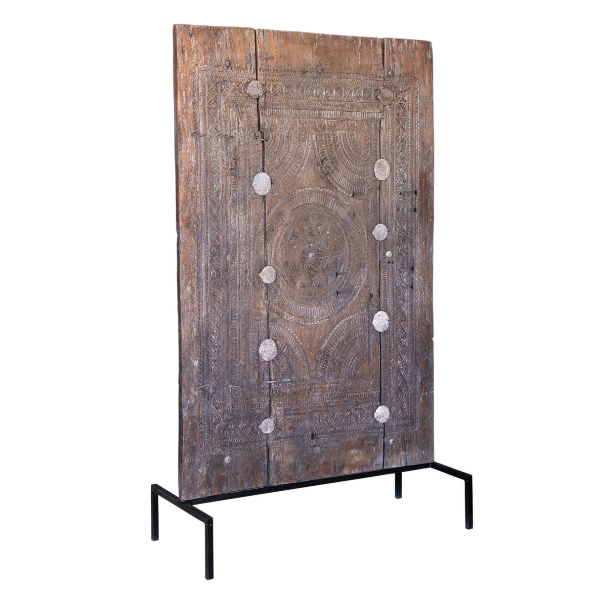 Wooden Bleached Panel With Iron Stand