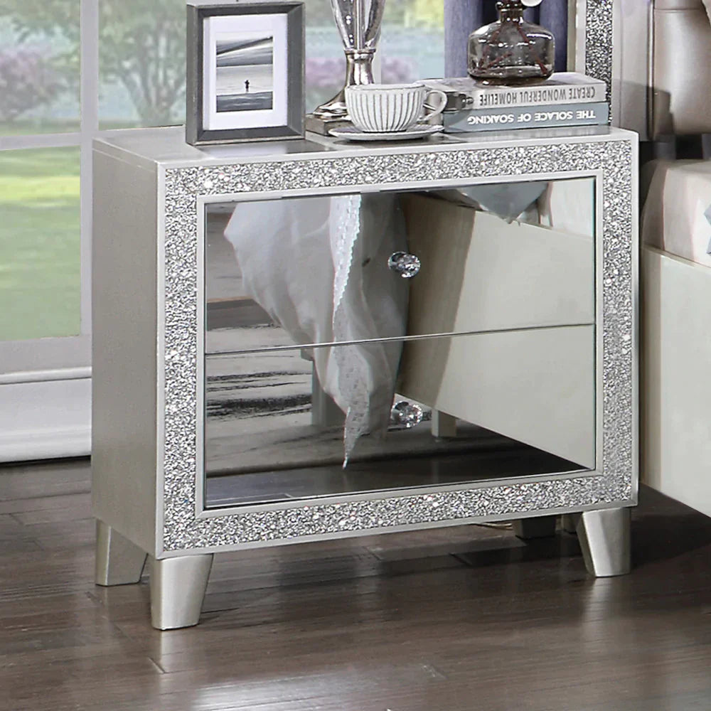 Sliverfluff Mirrored & Champagne Finish Nightstand Model BD00243 By ACME Furniture