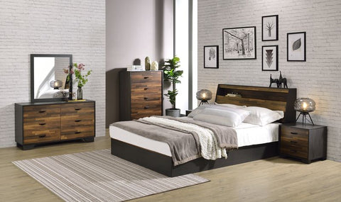 ACME Eos Walnut & Black Finish Eos Queen Bed Model BD00545Q