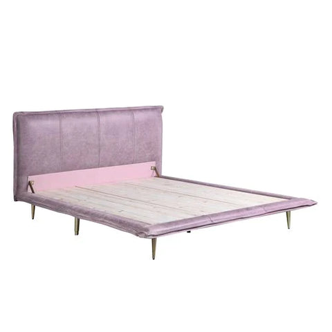 Metis Pink Top Grain Leather Eastern King Bed Model BD00560EK By ACME Furniture