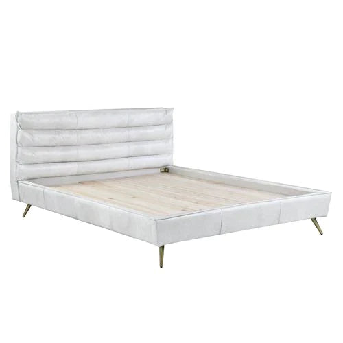Doris Vntage White Top Grain Leather Queen Bed Model BD00565Q By ACME Furniture