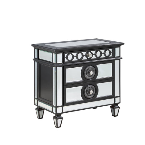 ACME Varian II Mirrored, Black & Sliver Finish Varian II Nightstand Model BD00585