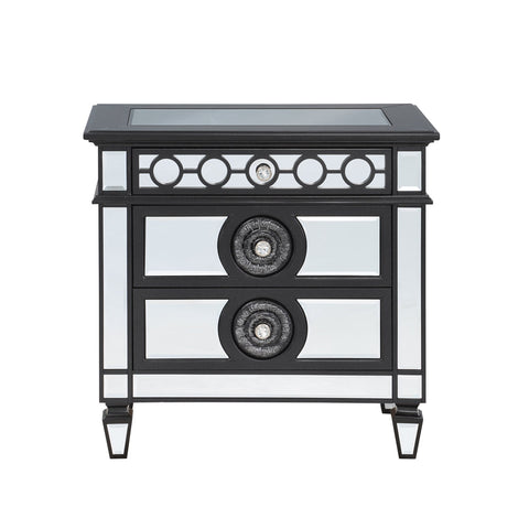 ACME Varian II Mirrored, Black & Sliver Finish Varian II Nightstand Model BD00585