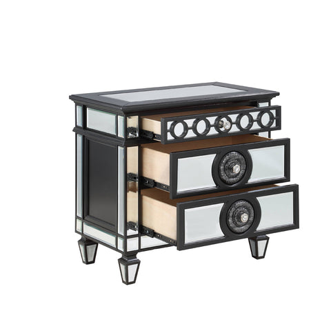 ACME Varian II Mirrored, Black & Sliver Finish Varian II Nightstand Model BD00585