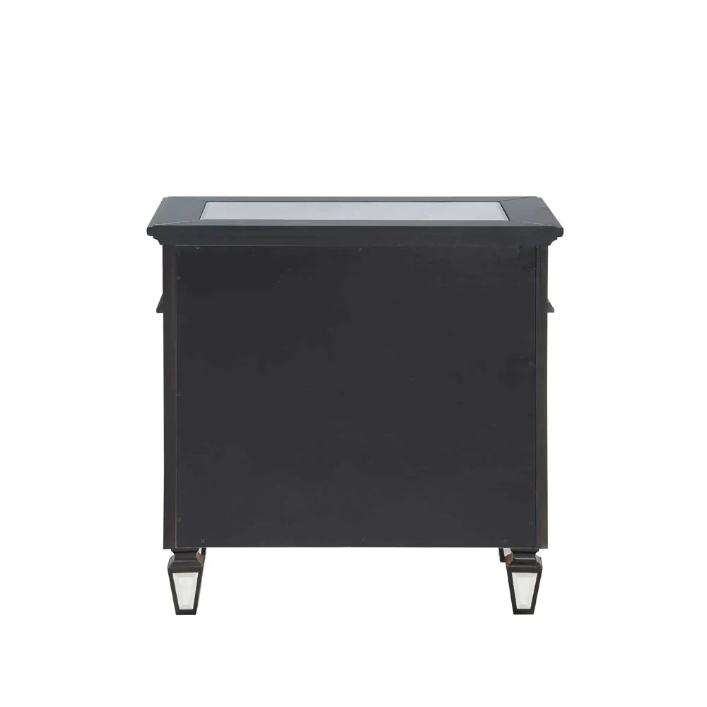 Varian II Black Velvet & BLACK & Sliver FINISH Nightstand Model BD00585 By ACME Furniture