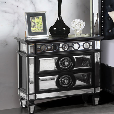 ACME Varian II Mirrored, Black & Sliver Finish Varian II Nightstand Model BD00585