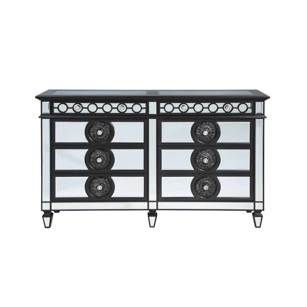 Varian II Black Velvet & BLACK & Sliver FINISH Dresser Model BD00587 By ACME Furniture