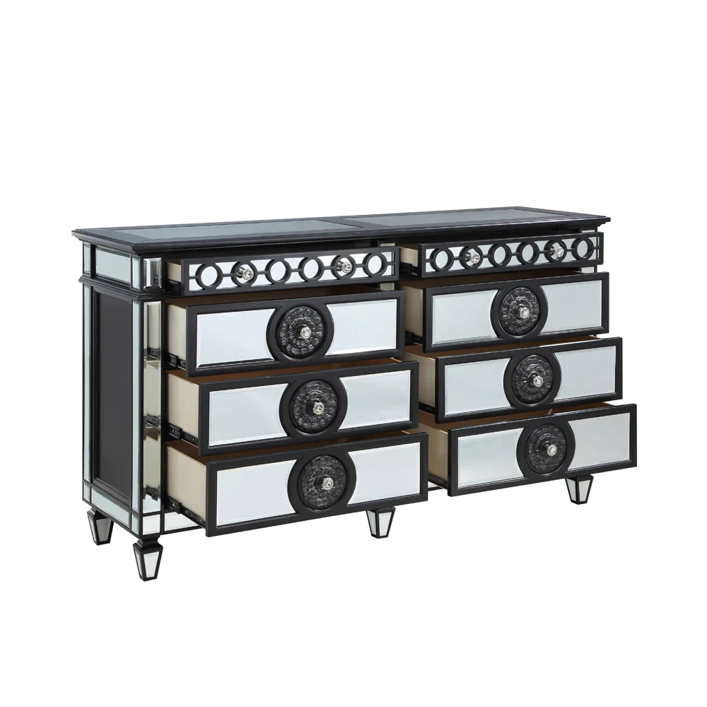 Varian II Black Velvet & BLACK & Sliver FINISH Dresser Model BD00587 B Caviani-Furniture Varian II Black Velvet & BLACK & Sliver FINISH Dresser Model BD00587 B Caviani-Furniture