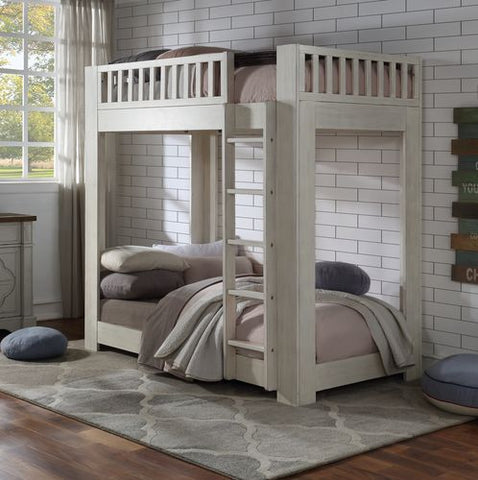 Cedro Weathered White Finish Bunk Bed Model BD00612 By ACME Furniture