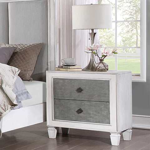 Katia Rustic Gray & White Finish Nightstand Model BD00661 By ACME Furniture