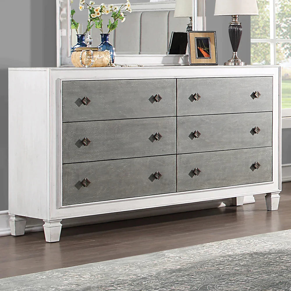 Katia Rustic Gray & Weathered White Finish Dresser Katia Rustic Gray & Weathered White Finish Dresser