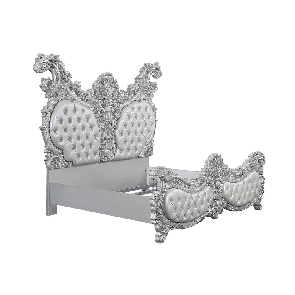 Valkyrie PU, Light Gold  & Gray Finish Eastern King Bed Model BD00683EK By ACME Furniture