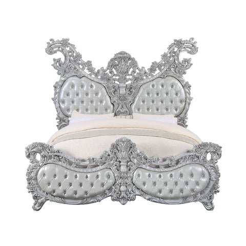 Valkyrie PU, Light Gold  & Gray Finish Eastern King Bed Model BD00683EK By ACME Furniture