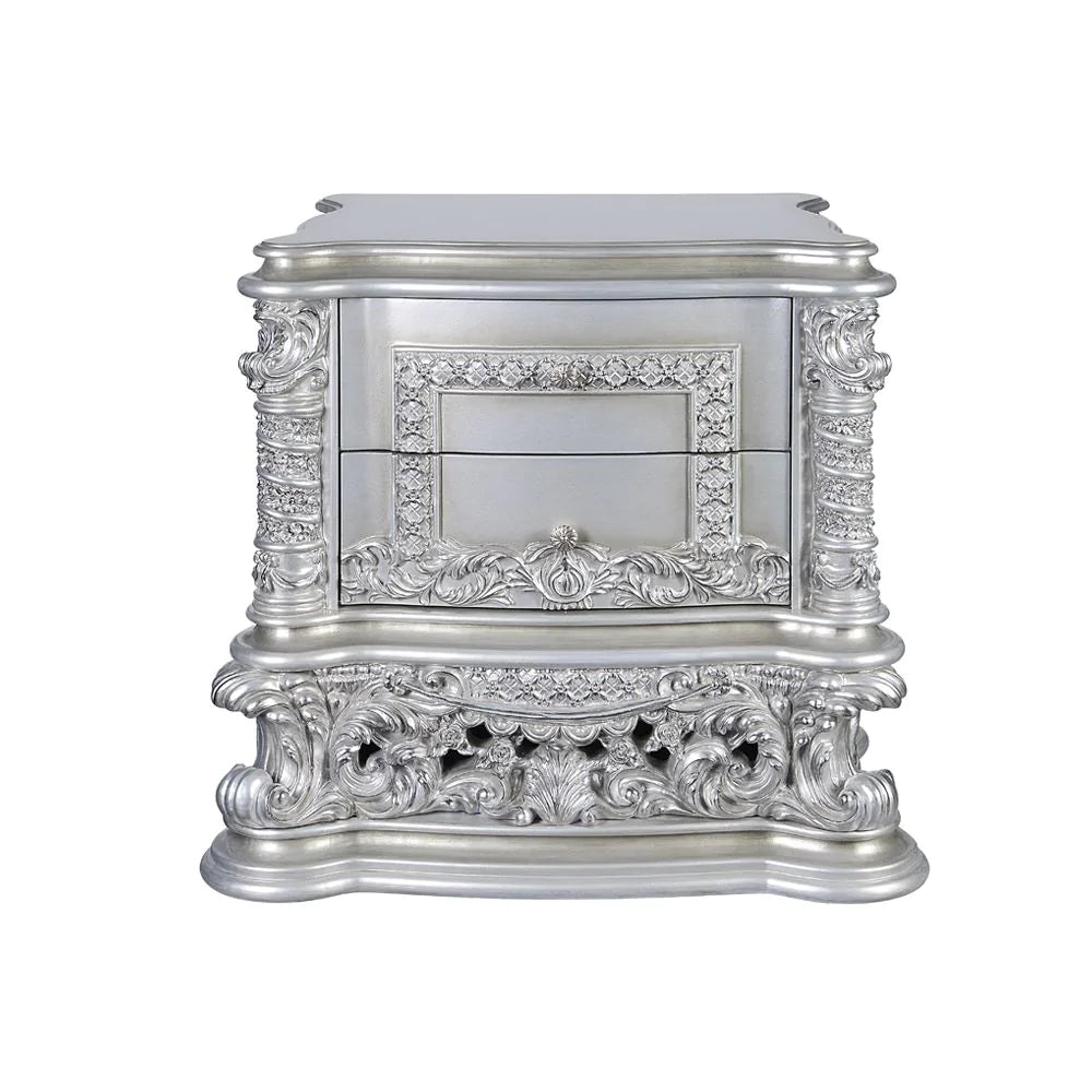 Valkyrie PU, Light Gold  & Gray Finish Nightstand Model BD00684 By ACME Furniture
