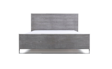 Modrest Charlene Modern Grey Elm & Stainless Steel Bed Model VGVCBD008A-LOW-GRY