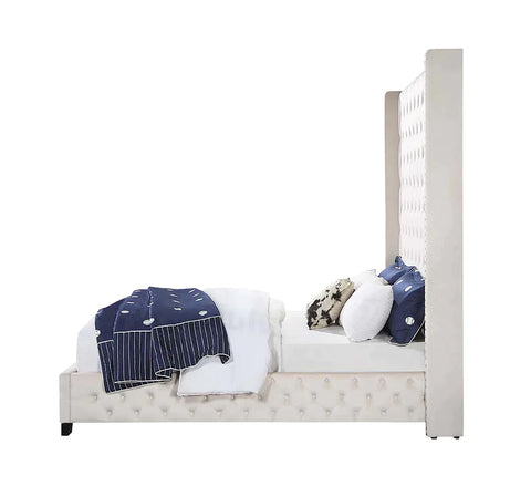 Fabrice Beige Velvet Queen Bed Model BD00965Q By ACME Furniture