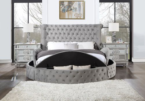 Gaiva Gray Velvet Eastern King Bed Model BD00966EK By ACME Furniture