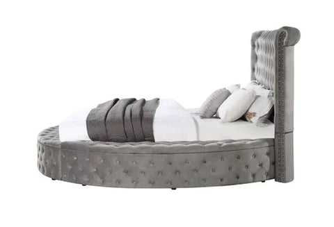 Gaiva Gray Velvet Eastern King Bed Model BD00966EK By ACME Furniture