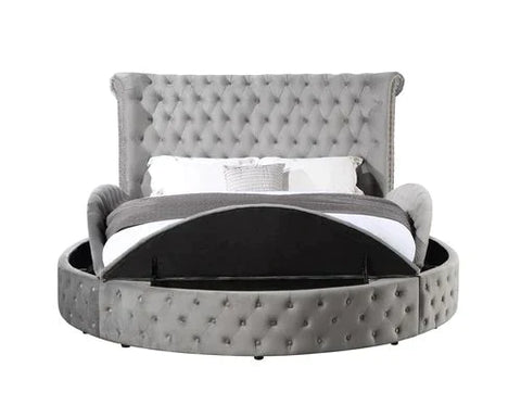 Gaiva Gray Velvet Eastern King Bed Model BD00966EK By ACME Furniture