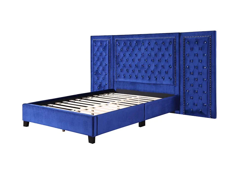 Damazy Blue Velvet Queen Bed Model BD00973Q By ACME Furniture