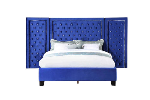 Damazy Blue Velvet Queen Bed Model BD00973Q By ACME Furniture