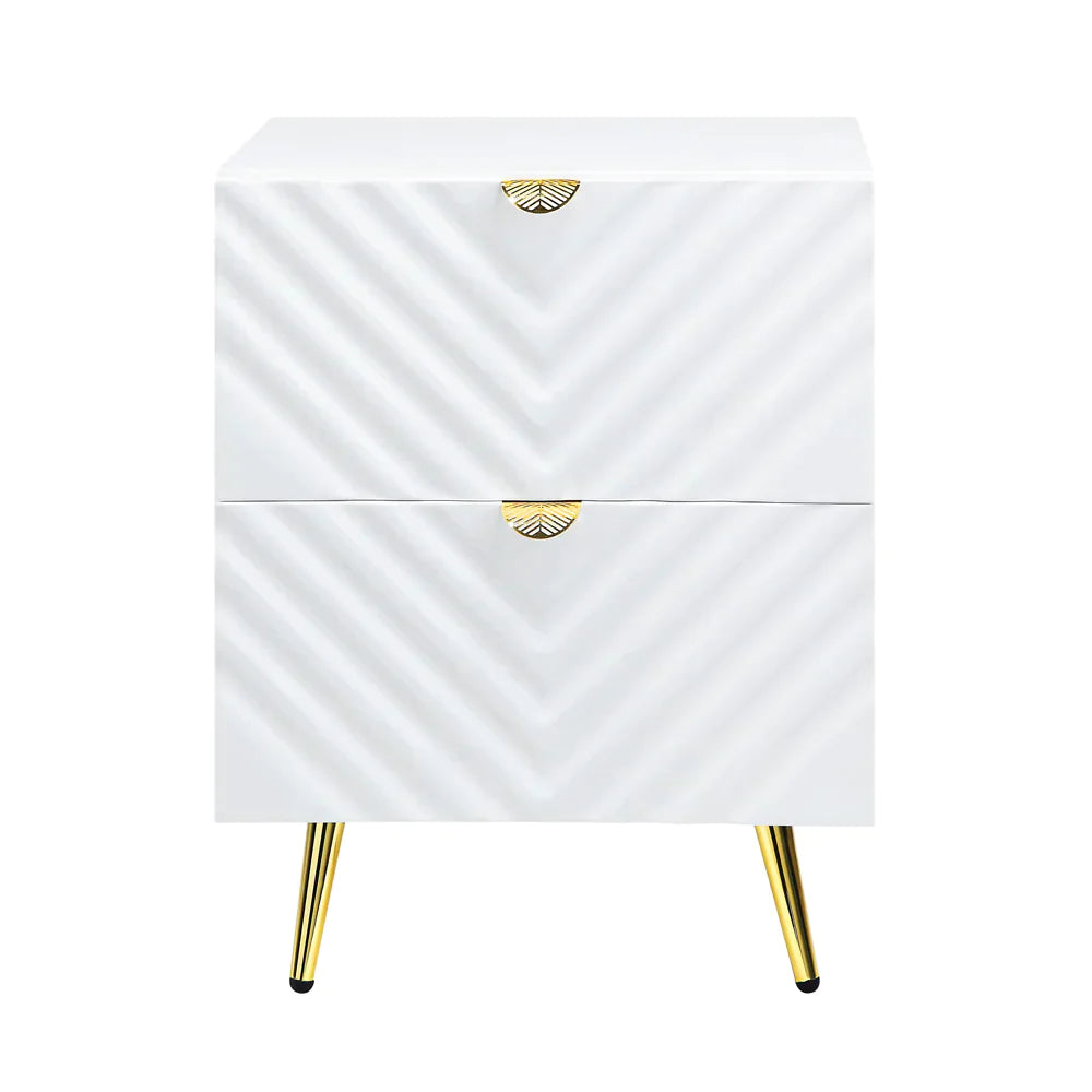 Gaines White High Gloss Finish Nightstand Model BD01035 By ACME Furniture