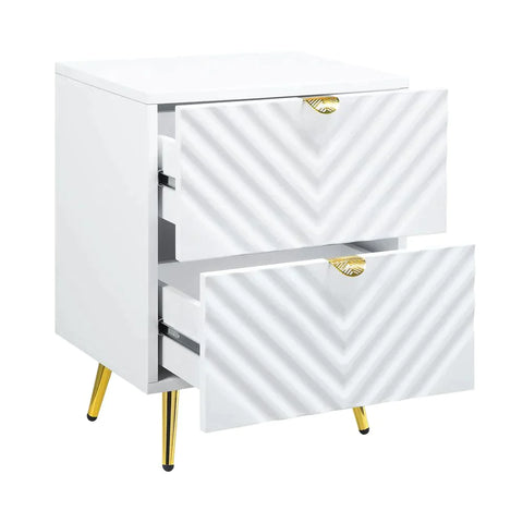 Gaines White High Gloss Finish Nightstand Model BD01035 By ACME Furniture