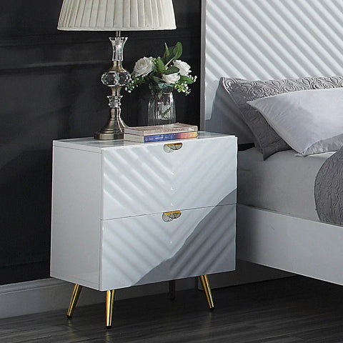 Gaines White High Gloss Finish Nightstand Model BD01035 By ACME Furniture