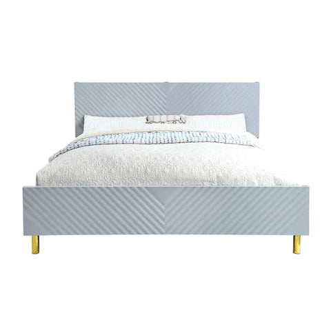 Gaines Gray High Gloss Finish Eastern King Bed Model BD01039EK By ACME Furniture