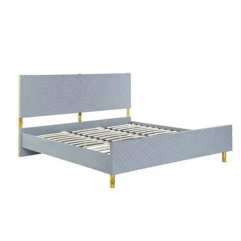 Gaines Gray High Gloss Finish Eastern King Bed Model BD01039EK By ACME Furniture