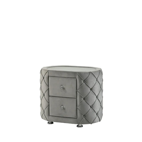 Perine Gray Velvet Nightstand Model BD01063 By ACME Furniture