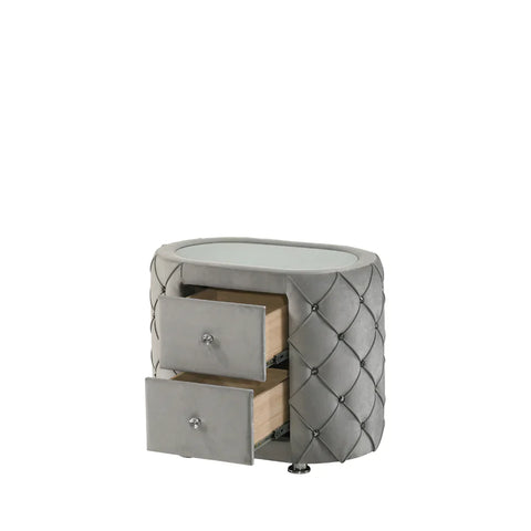 Perine Gray Velvet Nightstand Model BD01063 By ACME Furniture