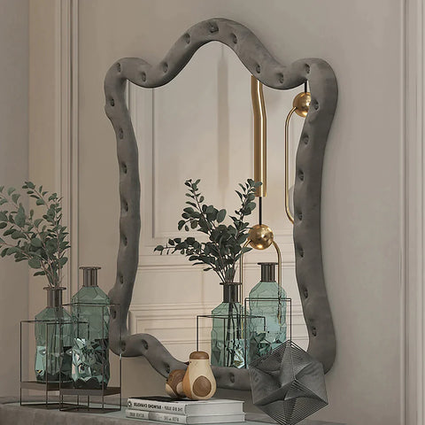 Perine Gray Velvet Mirror Model BD01064 By ACME Furniture