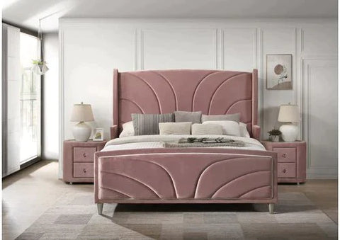 Salonia Pink Velvet Eastern King Bed Model BD01182EK By ACME Furniture