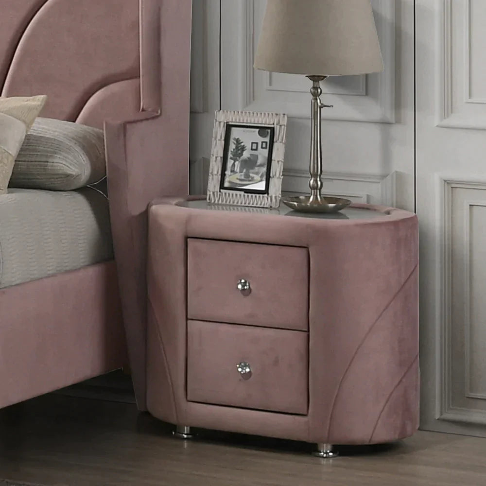 Salonia Pink Velvet Nightstand Model BD01184 By ACME Furniture