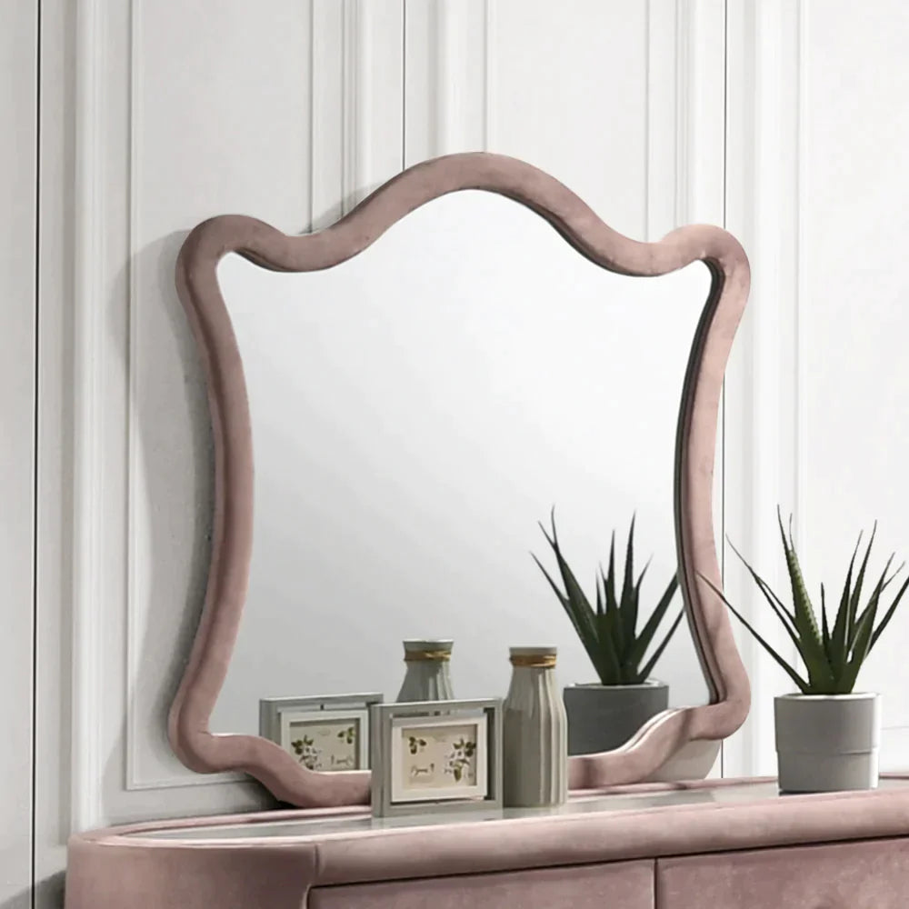 Salonia Pink Velvet Mirror Model BD01185 By ACME Furniture
