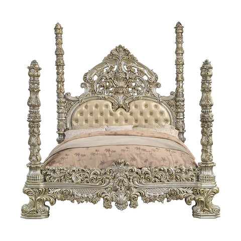 Danae PU, Champagne & Gold Finish Eastern King Bed Model BD01234EK By ACME Furniture