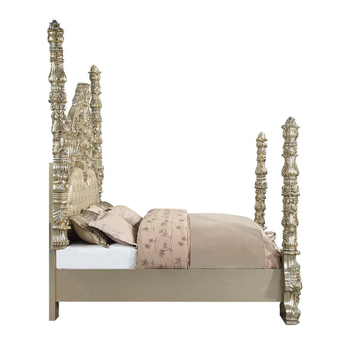 Danae PU, Champagne & Gold Finish Eastern King Bed Model BD01234EK By ACME Furniture