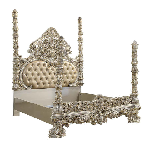 Danae PU, Champagne & Gold Finish Eastern King Bed Model BD01234EK By ACME Furniture