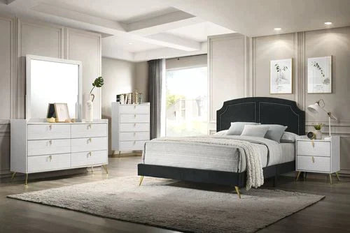 Zeena Black Velvet Eastern King Bed Model BD01271EK By ACME Furniture