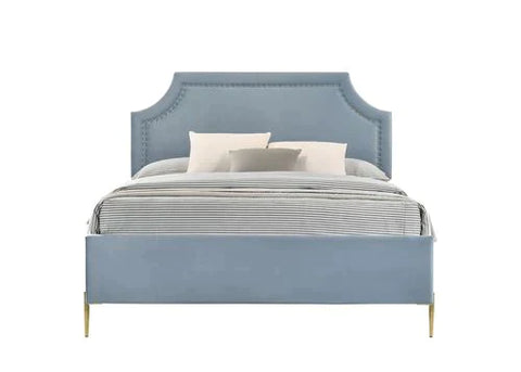 Milla Light Blue Velvet Eastern King Bed Model BD01272EK By ACME Furniture