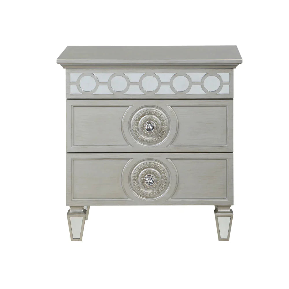 Varian Silver & Mirrored Finish Nightstand Model BD01280 By ACME Furniture