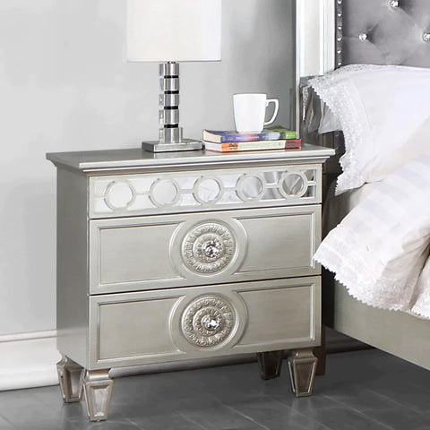 Varian Silver & Mirrored Finish Nightstand Model BD01280 By ACME Furniture