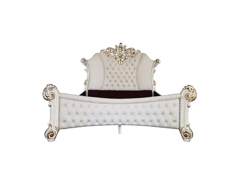 Vendome Two Tone Ivory Fabric & Antique Pearl Finish California King Bed Model BD01334CK By ACME Furniture