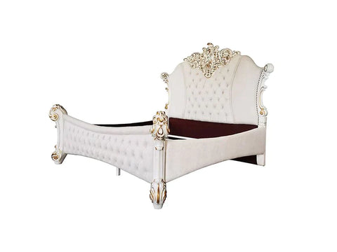 Vendome Two Tone Ivory Fabric & Antique Pearl Finish California King Bed Model BD01334CK By ACME Furniture