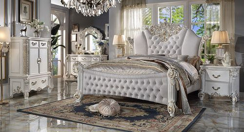 Vendome Two Tone Ivory Fabric & Antique Pearl Finish California King Bed Model BD01334CK By ACME Furniture