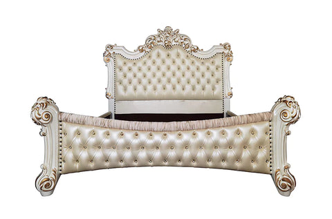 Vendome PU & Antique Pearl Finish California King Bed Model BD01337CK By ACME Furniture