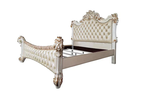 Vendome PU & Antique Pearl Finish Eastern King Bed Model BD01338EK By ACME Furniture