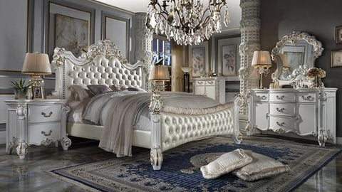 Vendome PU & Antique Pearl Finish California King Bed Model BD01337CK By ACME Furniture